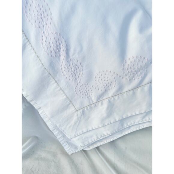 Schweitzer Linens KING Egyptian Cotton Ivory Sheets HAND EMBROIDERY ITALY 3 sham - Picture 3 of 12